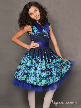 Платье Красавушка для девочки, цвет синий, темно-синий, бирюзовый