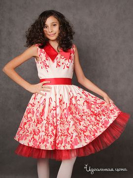 Платье Красавушка для девочки, цвет красный, молочный