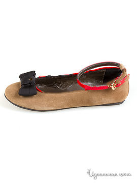 Туфли Moschino для девочки, цвет бежевый, красный