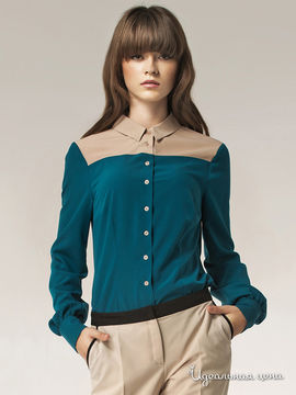 Блуза Nife, цвет темно-зеленый, бежевый