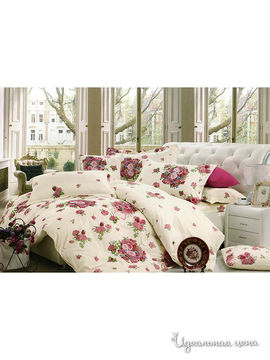 Комплект постельного белья семейный "Kazanov.a." "Полиантовые розы", цвет молочный, розовый