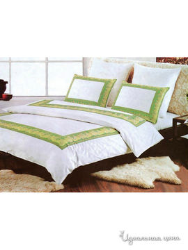 Комплект постельного белья семейный "Kazanov.a.", цвет белый, зеленый