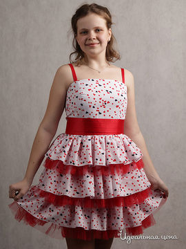 Платье Красавушка для девочки, цвет красный, белый
