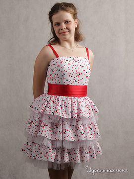 Платье Красавушка для девочки, цвет красный, белый, синий