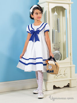 Платье Arina для девочки, цвет белый, синий