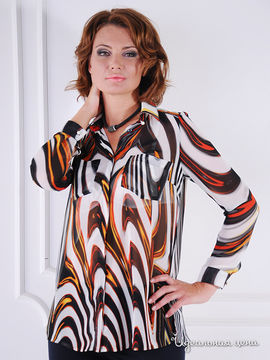 Блуза Mono collection, цвет белый, оранжевый, черный
