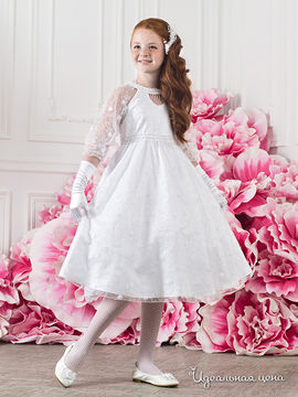 Платье, перчатки Arina для девочки, цвет белый