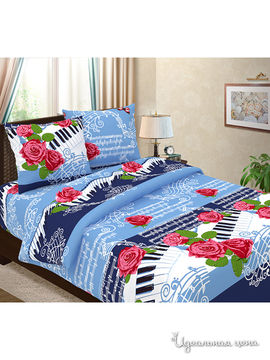 Комплект постельного белья двуспальный Традиция Текстиля, цвет синий, голубой, красный