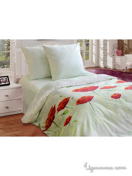 Комплект постельного белья 1,5-спальный, 70*70 см Блакiт, цвет красный, светло-зеленый