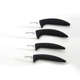 Набор белых керамических ножей с черной ручкой