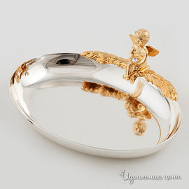 Блюдце для колец овальное с ангелом Swarovski Crystal, цвет золото