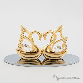 Лебеди на подставке Swarovski Crystal, цвет золото