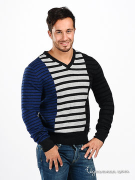 Пуловер Moschino MS мужской, цвет серый / черный / синий