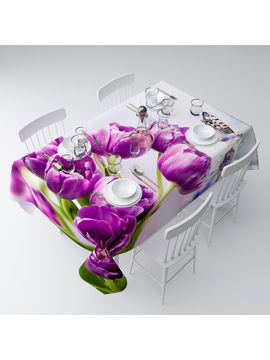 Скатерть "Фиолетовые тюльпаны", 145*220 см Сирень, цвет мультиколор