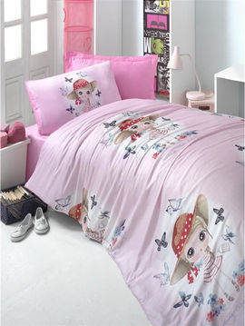 Комплект постельного белья, 1,5-спальный VICTORIA, цвет светло-розовый