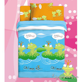 Комплект постельного белья Nordtex SMILE детский, цвет голубой / оранжевый, 1.5 спальный