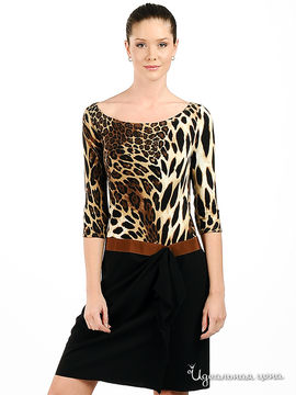 Платье Larro женское, цвет коричневый / черный / принт леопард