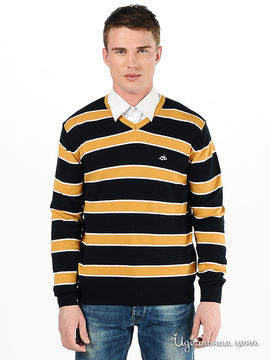 Пуловер WOOLLEN ART мужской, цвет черный / оранжевый / белый