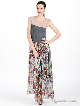 Платье Larro женское, цвет серый / бежевый / мультиколор
