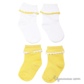 Носки Gulliver для девочки, цвет белый / желтый, 2 пары