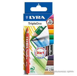 Набор карандашей цветных утолщенных с канавками 3в1 Lyra, 6 цветов