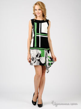 Платье Rinascimento женское, цвет черный / белый / зеленый