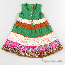 Платье Nemo&Bianky для девочки, цвет зеленый / коричневый