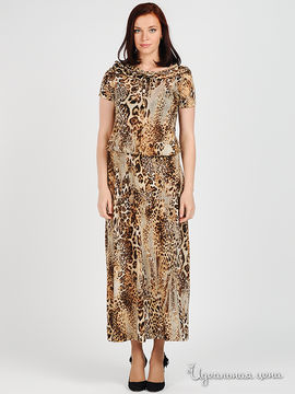 Платье MadamT женское, цвет бежевый / серый / принт леопард