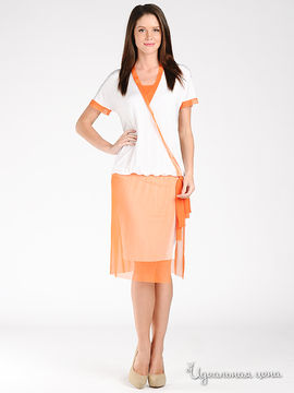 Платье Shipilova женское, цвет белый / оранжевый