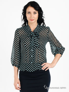 Блуза Mirella sole женская, цвет черный / бирюзовый