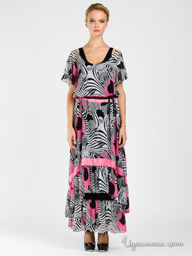 Платье Adzhedo женское, цвет нежно-розовый / серый / черный