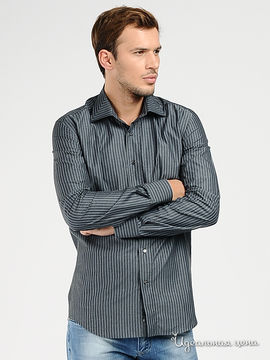 Рубашка VENTURO мужская, цвет темно-серый / белый