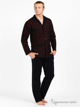 Пижама PEACHE MONE мужская, цвет черный / принт полоска
