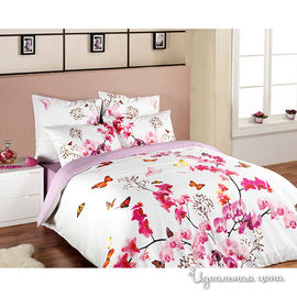 Комплект постельного белья Togas "ЛОРЭН", цвет белый / розовый, семейный