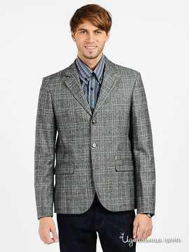 Пиджак Galliano мужской, цвет серый меланж / принт клетка