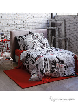 Комплект постельного белья Togas "ГОЛЛИВУД", цвет серый-красный, евро