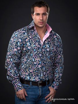 Рубашка Jess France мужская, цвет синий / розовый / принт цветы
