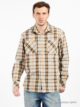 Рубашка ROCAWEAR мужская, цвет коричневый / желтый / принт клетка