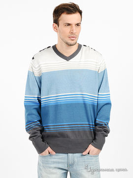 Пуловер ROCAWEAR мужской, цвет голубой / белый / серый