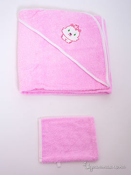 Комплект для купания ДМ текстиль, цвет розовый, 103х87; 22х15 см.