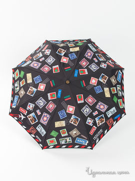 Зонт складной Moschino женский, цвет черный / принт марки