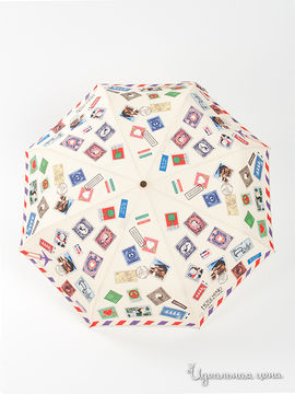 Зонт складной Moschino женский, цвет молочный / принт марки