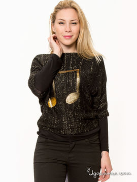 Пуловер с рукавами «летучая мышь» Kalaïs,цвет черный/золотистый люрекс