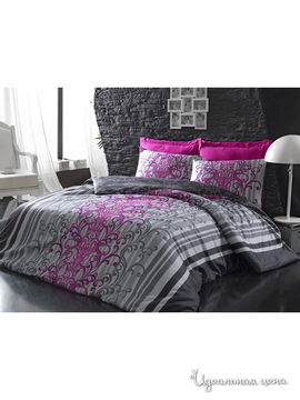 Комплект постельного белья Евро Cotton Box, цвет фуксия, серый