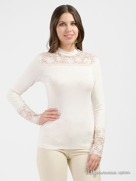 Блуза с кружевом ADZHEDO, цвет молочный/бежевое кружево