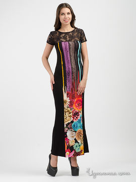 Платье ADZHEDO, цвет комбинированный серо-сиреневый с розой