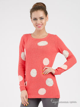 Пуловер Kontatto, цвет коралловый, белый