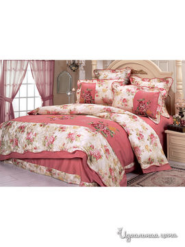 Комплект постельного белья Евро Valtery, цвет белый, розовый