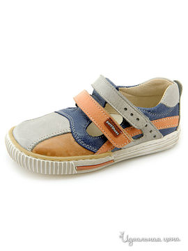 Полуботинки Petitshoes для мальчика, цвет голубой, оранжевый, серый