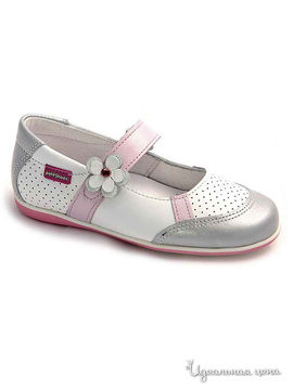 Туфли Petitshoes для девочки, цвет белый, серебряный